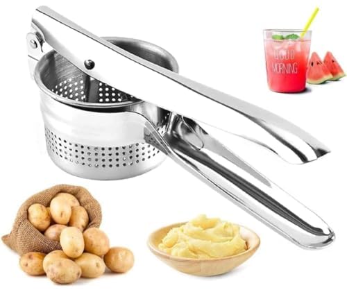 Sponsored Ad - Daivik Multifunctional Hand Press Stainless Steel Potato Squeezer | Pressers Mashers for Mashed Potatoes with Ergonomic Handle Vegetable Food Masher Machine