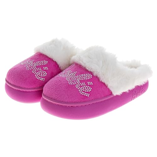 Josmo Barbie Girls Slippers Cozy Fuzzy Plush House Shoes Warm Indoor Outdoor Kids Bedroom Slippers for Little Kid Big Kid Adults