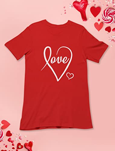 Tstars Cursive Love Girls Valentines Day Shirt Heart Graphic Valentine Youth Kids Girl Fitted T-Shirt4