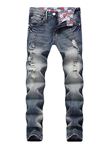 Andongnywell Mens Ripped Jeans Skinny Distressed Destroyed Slim Fit Biker Jean Hip Hop Holes Denim Jeans Pant