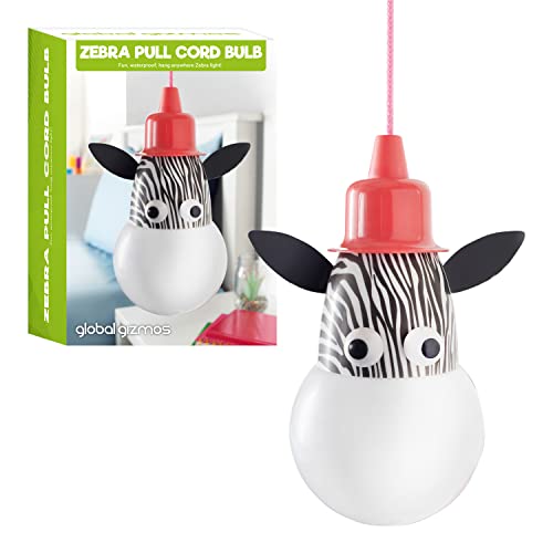 Global Gizmos LED portable Zebra ampoule sur une corde à suspendre - Cordon de tirage lampe - Fonctionne sur piles Éclairage LED Blanc Cover