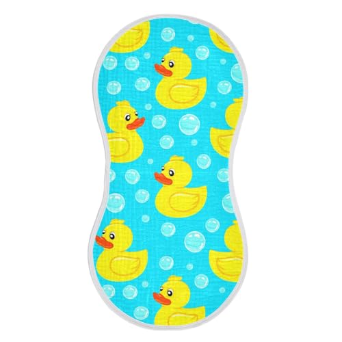 MCHIVER Rubber Duck Bubble Aqua Baby Burp Cloths Cotton Washcloths Absorbent Soft Burping Rags for Baby Boys Girl Burpy Cloth Bib 4 Pack
