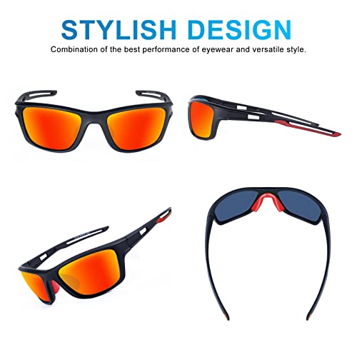 OKH 2 Pack Polarised Cycling Sunglasses Wrap Around Men Women Retro Sun Glasses UV Protection Outdoors Sports Biking Running Fishing Hiking Driving Eyewear with Rope Strap - Image 2