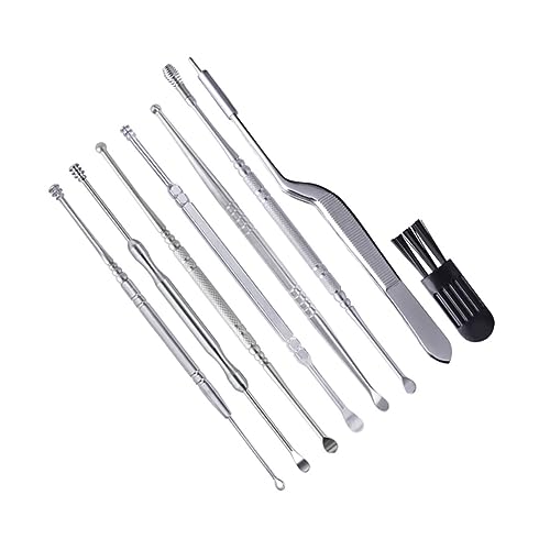 COLLBATH Stainless Steel Ear Set Ear Wax Removal 7 Pieces Skid Resistant Handle for Home and Travel