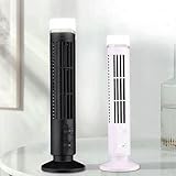 Bladeless Tower Fan, 90 Degree Oscillating Quiet USB Tower Fan with Light, Mini Desktop Fan, Student Office Home Standing Fan. Black (Black) - Image 9