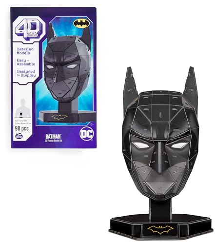 4D BUILD - Puzzle 3D DC Comics - Maquette Batman 90 Pièces - Masque De Batman Inspiré de la Saga - Puzzle Adulte - Jeu de Construction à Collectionner - Jouet Adulte - Jeu Enfant 12 Ans et +