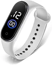 Relógio Digital LED Unissex à Prova D'água - Mostrador Quadrado com Data, Pulseira Plástica e 12 Estilos para Todas as Ocasiões (branco)