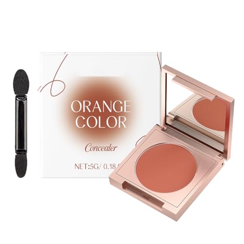 AYVRUOP 1 Pieza Corrector de Arcilla para Ojos, Corrector de Color para Ojeras con Brocha, Oculta y Ilumina las Ojeras, para el Contorno de Ojos para Mujeres (Color Naranja).