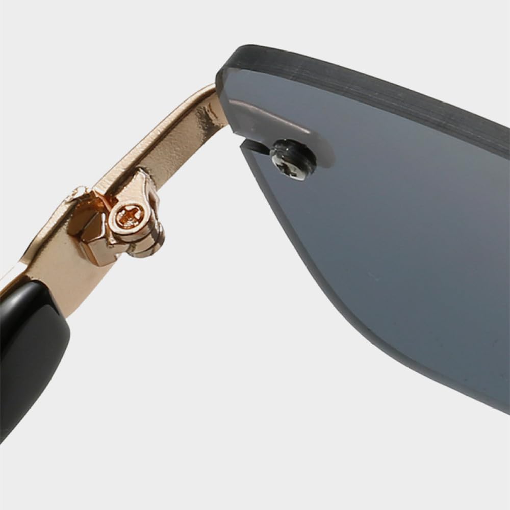 Klassische randlose Sonnenbrille für Damen, Metall, quadratisch, rechteckig, Sonnenbrille für Damen