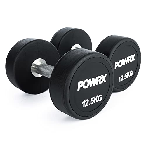 POWRX Professionell Rundhantel 2er Set | Gummi Kurzhantel Beschichtung...