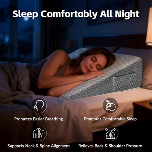 Image of Wedge Pillow for Sleeping, 7.5 inch Memory Foam Bed Wedge for Back and Leg Use | Pressure Relief Dual-Layer Design Distributes Load Evenly, Provides Stable Support, and Holds Its Shape for Long-Term Comfort