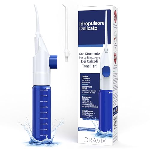 Oravix Idropulsore Dentale, Rimozione Calcoli Tonsillari, Irrigatore Dentale, Idropulsore Portatile, Irrigatore Orale, Getto Acqua Per Denti, Propulsore Dentale, Alito Cattivo Rimedi