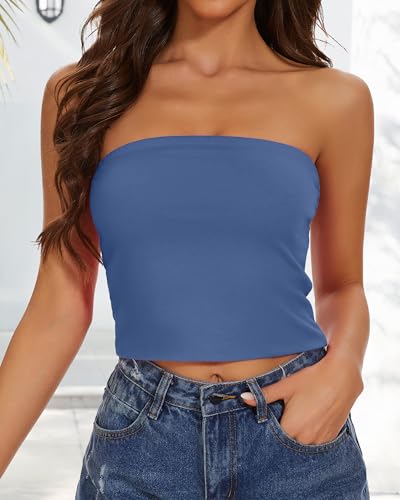 Image of Summer Tube Tops Basic Crop Tops for Women Strapless Tank Casual Tunics Sexy Short Shirts 2026