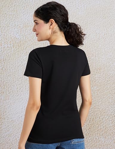 Image of Amazon Brand - Symbol Women Cotton Stretch Regular Fit Round Neck Half Sleeve T-Shirt (Available in Plus Sizes)