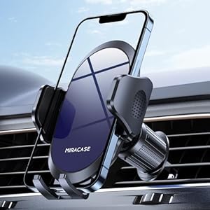 Miracase 2026 Car Phone Holder, Stable Double Steel-Hook Air Vent Car Phone Mount Cradle 360°Rotation, One Button Release Mobile Phone Holder for iPhone, Galaxy, All 4.0''-7'' Smartphones