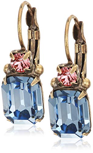 Sorrelli Women's Emerald-Cut Crystal, French Wire Lever Back Drop Earrings, Light Sapphire And Rose Crystal #TOP12