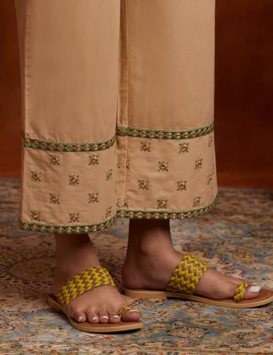 Image of Amazon Brand - Myx Women's Cotton Embroidered Palazzo Pants (Available in Plus Sizes)