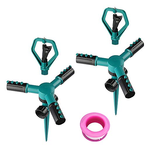 YAOGONG Lawn Sprinkler (Set of 2) 360 Degree Automatically Rotating Sprinklers for Garden with 2 pcs Butterfly Rotary Sprinklers Rotating Irrigation System