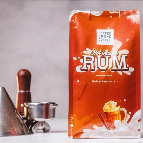 Hot Butter Rum Medium Roast Flavored Ground Coffee Brand Coffee | Rich and Creamy Blend Infused with Indulgent Flavors of Golden Butter and Smooth, Spiced Rum | 12 Oz