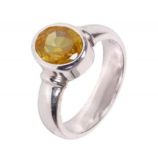 5.25 Ratti Srilankan Yellow Pukhraj Ring For Women 4.80 Carat Puk...