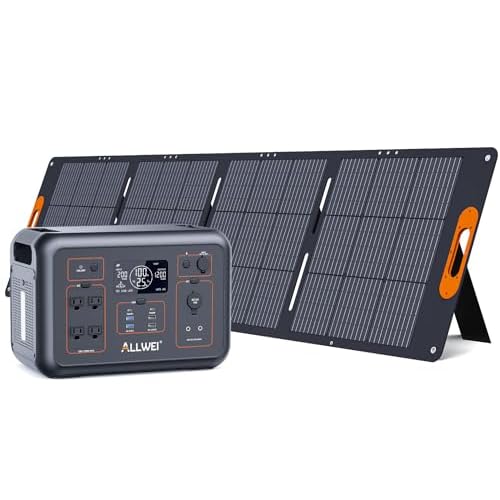 ALLWEI LiFePO4 Portable Power Station 1200W with 1 * 200W Solar Panel, Fast Charge in 1.5Hrs, 1008Wh Solar Generator(Peak 2400W), 4* AC Outlet, Home Backup Battery for Emergency RV Camping Off-grid