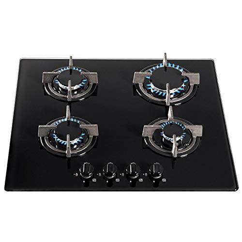 SIA GHG603BL 60cm Black 4 Burner Gas On Glass Hob...