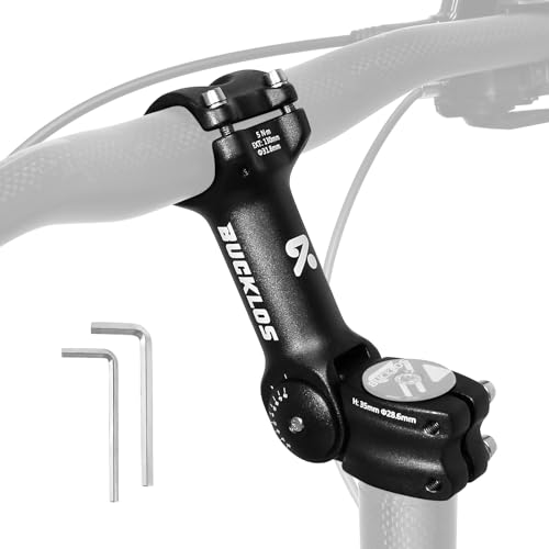 BUCKLOS Adjustable Bike Stem 31.8mm 25.4mm Riser Handlebar Stem 100/110/120/130/140mm 60 Degree Extender Bicycle Mountain Bike Stems for MTB Road E-Bike BMX