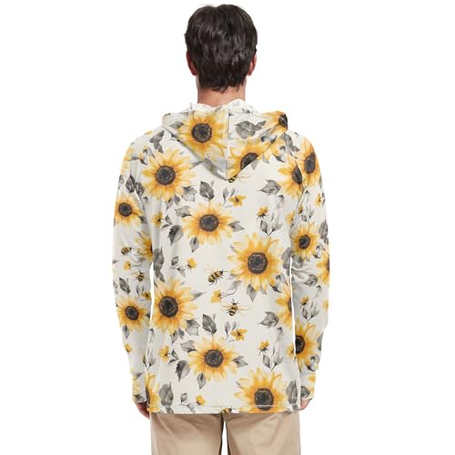 Wudan Aesthetic Sunflower Neutral Mens Hoodies Shirts Long Sleeve Beach Hoodies Swim Shirt UPF 50+ S3