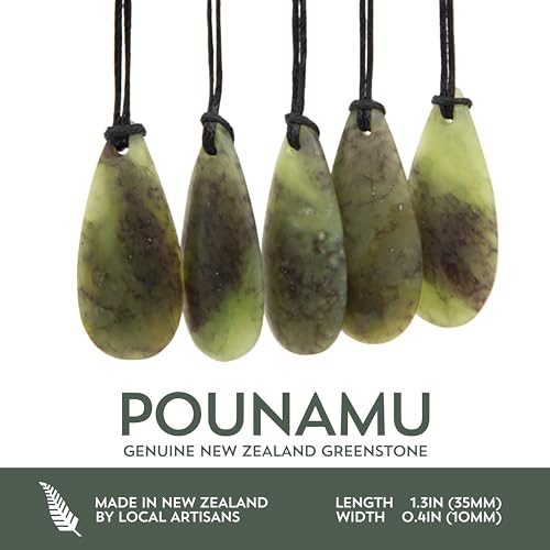 Ina & Co 100% New Zealand Jade Necklace for Men and Women, Hand Carved Maori Necklace Jade Pendant for Men With Black Adjustable Cord, Pounamu Green Stone Necklace, Teardrop Nephrite Jade Necklace2