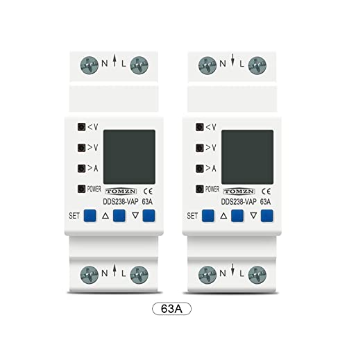 Protection surtension rail DIN 80A 230V voltmètre limiteur de courant triphasé