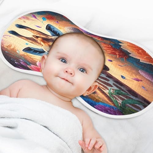 J JOYSAY Floral Giraffe Amber Baby Burp Cloths for Boys Girls Large 22''x11'' Cotton 4 Layer Boys & Girls Rags for Drool Spit Up one sizex14