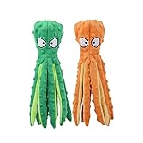 HGB Squeaky Dog Toys - Octopus No Stuffing Crinkle Plush Large Dog Toys to Keep Them Busy for Puppy Teething Chewing, Pet Supplies for Small, Medium, and Large Breeds, 2 Pack