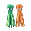 HGB Squeaky Dog Toys, Octopus No Stuffing Crinkle Plush Dog Chew Toys for Puppy Teething, Pet Training and Entertaining, Durable Interactive Dog Toys for Puppies, Small, Medium, and Large Dogs, 2 Pack