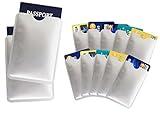 12 RFID Blocking Sleeves (10 Credit card & 2 Passport size) secure Identity Theft Protection, radio Frequency ID shield. Fits in Wallet (12 pack, silver)