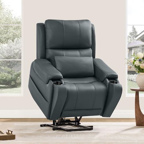 CHITA Power Lift Recliner Chair for Elderly with Heat and Massage, Genuine Leather Electric Lift...