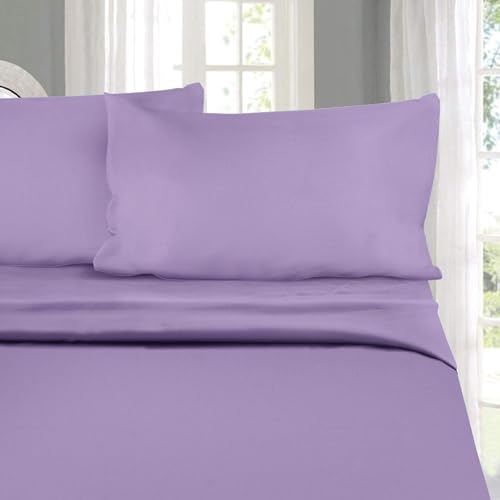 Image of Naksh Bedsheet for Double Bed King Size Plain 210 TC with 2 Pillow Covers | 100% Pure Cotton | 210 Thread Count | Soft, Breathable Fabric Built for Daily Use | Bed Sheet Double Bed | Lavender |