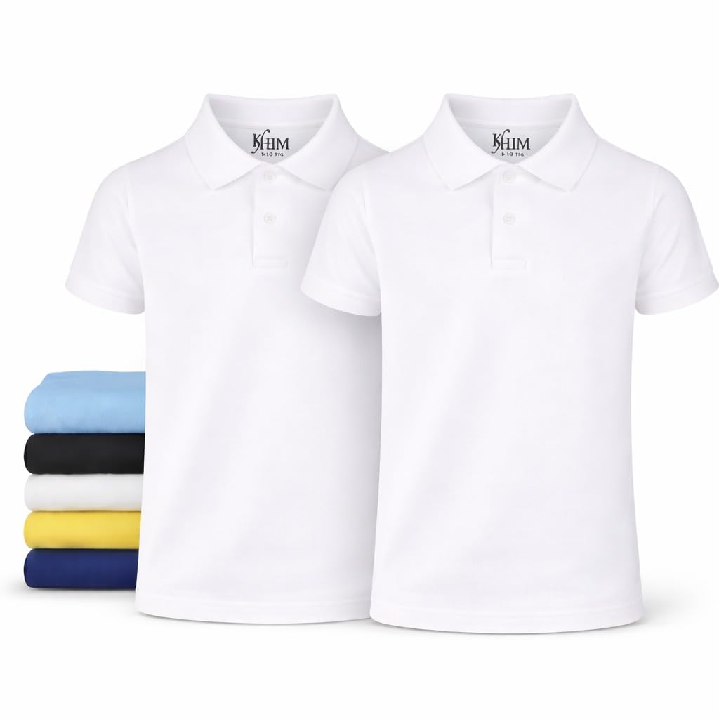 KHIM Unisex Polo Short Sleeve Polycotton Boys Girls School Uniform Plain Half Sleeve Shirts Sports Wear Indoor Outdoor — view 25