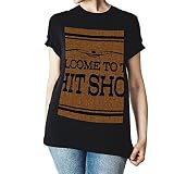 VBFOFBV T-Shirt à Manches Courtes et col Rond pour Femme, t-Shirt en Coton pour Homme, Mots rétro Bienvenue
