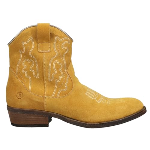 Dingo Boots Womens Daisy Mae Suede Embroidered Round Toe Zippered Casual Boots Ankle Low Heel 1-2' - Yellow - Size 6.5 B