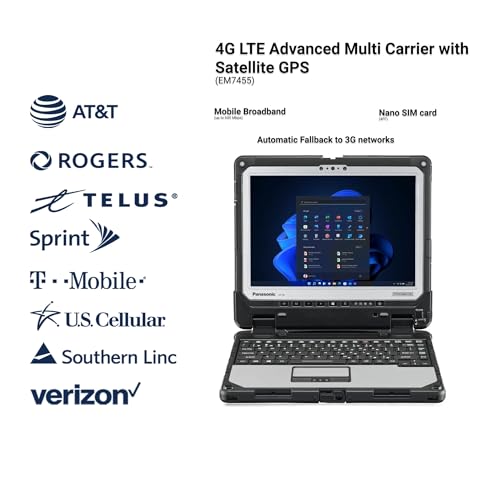 Image of Panasonic Toughbook CF-33 Rugged, Core i7-7th Gen, 12 inch Multi Touch, 16GB RAM, 512GB SSD, 4G LTE, Contactless Smart Card, Serial, Long Life Battery, Infrared Webcam, Win 11 Pro (Renewed)