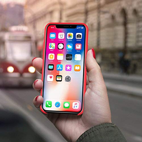Image of REALCASE iPhone Xs Silicone Case, iPhone Xs Covers, Liquid Silicone Gel Rubber Shockproof Case Soft Microfiber Cloth Lining Cushion Compatible with Apple iPhone Xs 5.8 Inch (2018) [Red]