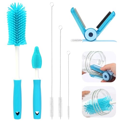 Image of Sosmar 6 Pack Water Bottle Cleaner, Stanley Cup Cleaner Brush Kit with Long Silicone Bottle Brush, 3 Size Straw Cleaner Brush, 4 in 1 Bottle Gap Cleaner Tumbler, Sports Water Bottle