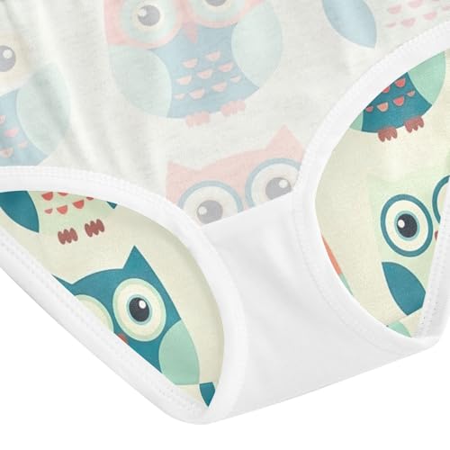 Girls Briefs, Cute Cartoon Owls Beige Toddler Girl Briefs, Cotton Underwear for Girls, 2T–8 Years4