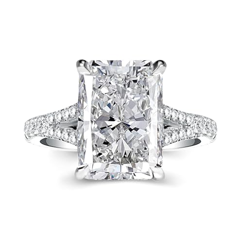 Effinny 3.5ct Split Shank Radiant Cut Engagement Ring for Women,925 Sterling Silver Promise...