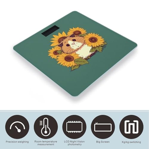 Balanza digital de baño con diseño de hámster y girasol miniatura 3