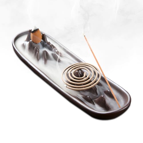 Mulaibdin Quemador de Incienso Ceramica, Porta Incienso Varilla, Quemador Incienso Cono, 3 in 1 Soporte Incienso Buda, Incensario Retro para Meditación,Yoga,Oficina,Regalos, Decoración Hogar