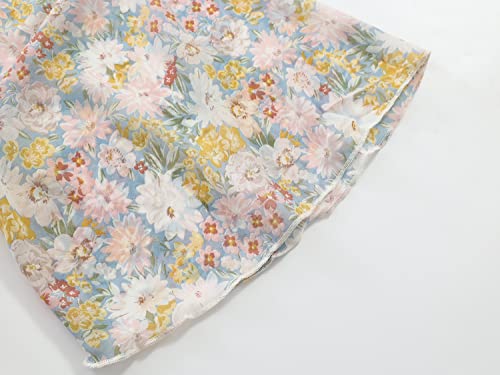 Spmor Women's Chiffon Boho Kimono Cardigan Beach Cover Ups Light Blue Flower S - Image 5