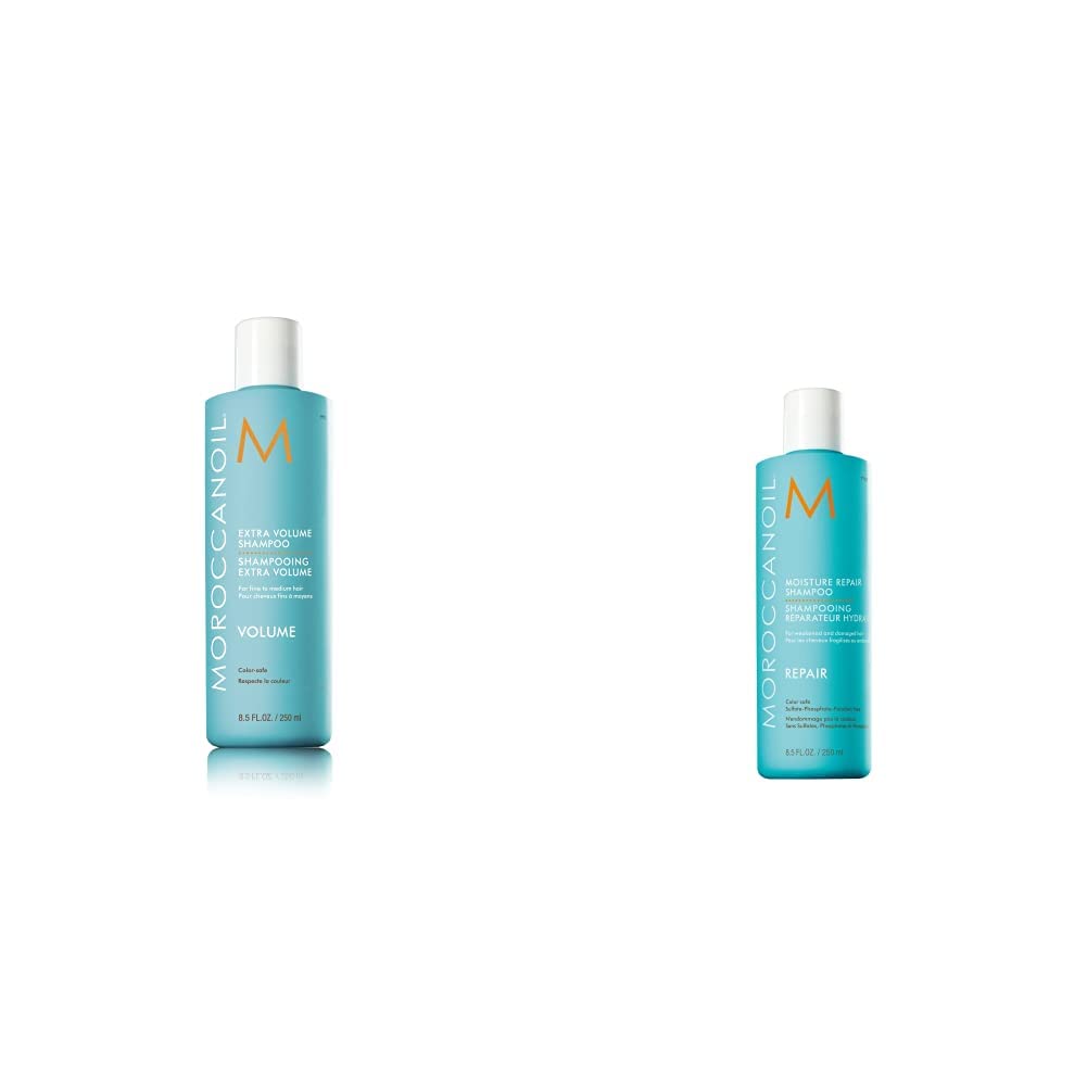 Moroccanoil Shampooing Extra Volume, 250 ml & Shampooing Reparateur Hydratant, 250 ml