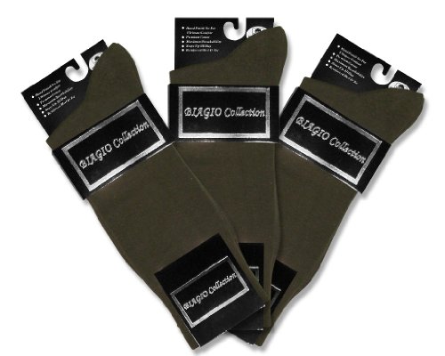 3 Pair of Biagio Solid Men's OLIVE GREEN Color COTTON Dress SOCKS2