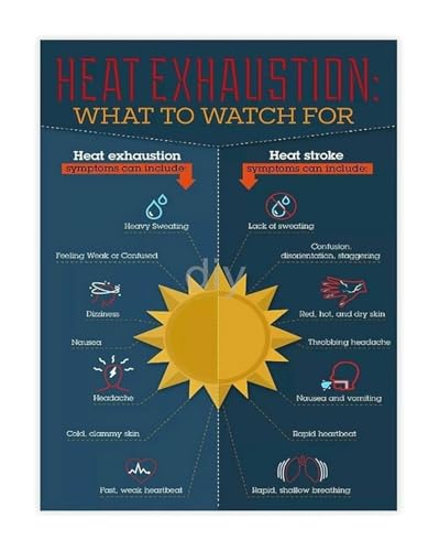 Prevent Heat Illness Poster Summer Heat Safety Awareness for Workplace and Home Wall Decor?(Framed,08x12inch(20x30cm))